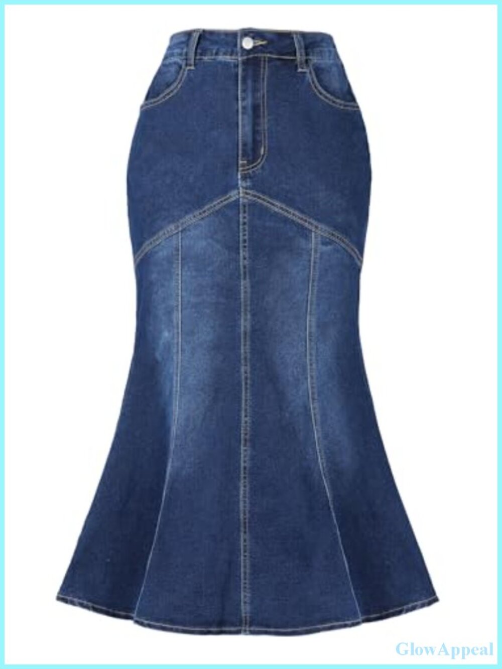 Women's Denim Fishtail Midi Skirt High Waisted Bodycon Stretchy Jean Skirt